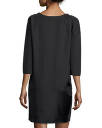 Vince Pullover Sweater Dress W Charmeuse Back Carbon