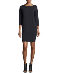 Vince Pullover Sweater Dress W Charmeuse Back Carbon