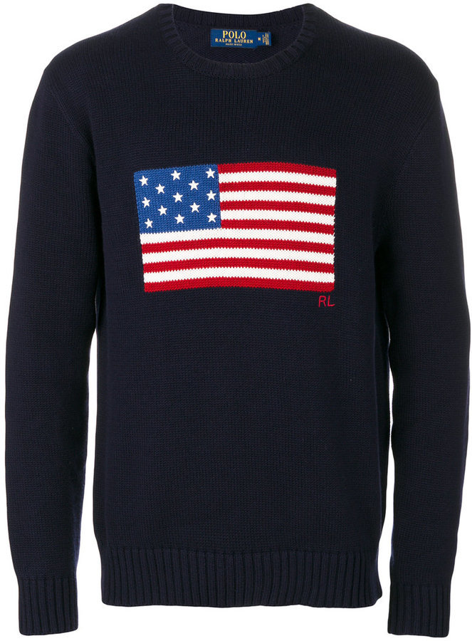 polo sweater with american flag