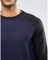 Asos Brand Cut Sew Sweatshirt In Navy