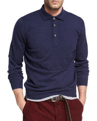 Brunello Cucinelli Cashmere Long Sleeve Polo Sweater