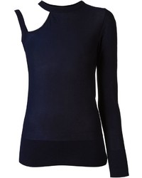 Cédric Charlier Asymmetric Strap Sleeve Fitted Jumper