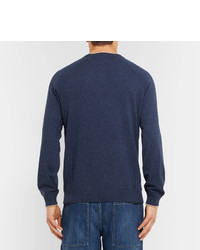 Brunello Cucinelli Contrast Tipped Mlange Cashmere Sweater