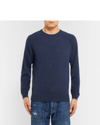 Brunello Cucinelli Contrast Tipped Mlange Cashmere Sweater