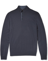 Loro Piana Contrast Tipped Silk And Cashmere Blend Sweater