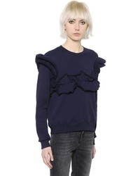 MSGM Cotton Jersey Sweatshirt W Ruffles
