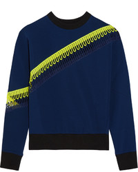 Christopher Kane Crochet Trimmed Scuba Jersey Sweatshirt Navy