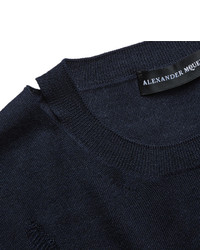 Alexander McQueen Distressed Wool And Silk Blend Sweater