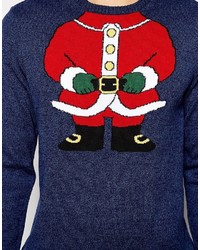 Asos Holidays Sweater With Santa Body