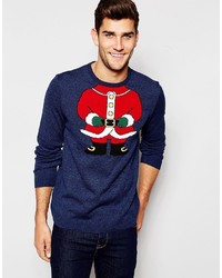Asos Holidays Sweater With Santa Body