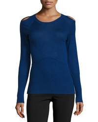 Yigal Azrouel Long Sleeve Cold Shoulder Sweater Midnight