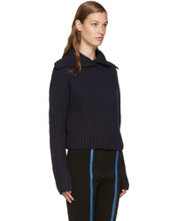 Carven Navy Vented Collar Sweater
