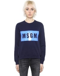 MSGM Panel Logo Cotton Jersey Sweatshirt