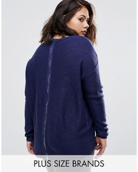 Brave Soul Plus Sweater With Zip Back