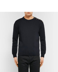 Saint Laurent Ribbed Cotton And Wool Blend Sweater