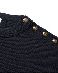Saint Laurent Ribbed Cotton And Wool Blend Sweater