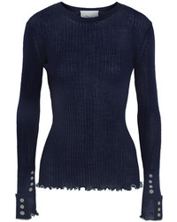 3.1 Phillip Lim Ribbed Wool Blend Sweater Storm Blue