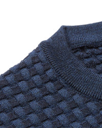 Tod's Slim Fit Basketweave Merino Wool And Silk Blend Sweater