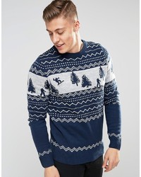 Bellfield Snowboarder Knitted Holidays Sweater