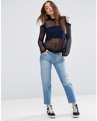Asos Sweater In Mesh With Cold Shoulder