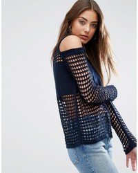 Asos Sweater In Mesh With Cold Shoulder