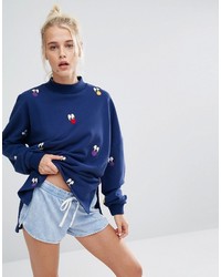 Lazy Oaf Sweatshirt With Pom Pom Faces