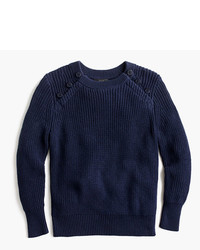 J.Crew Textured Cotton Sweater With Anchor Buttons