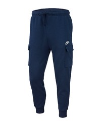 Nike Club Fleece Cargo Pocket Joggers In Midnight Navywhite At Nordstrom