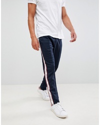 Abercrombie & Fitch Logo Side Tape Tricot Track Pant In Navy