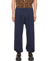 4SDESIGNS Navy Inverted Pleat Lounge Pants