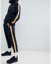 Mennace Skinny Jogger In Navy With Gold