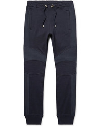 Balmain Slim Fit Canvas Panelled Stretch Cotton Jersey Sweatpants