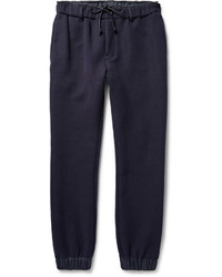 Sacai Tapered Shell Trimmed Cotton Blend Jersey Sweatpants