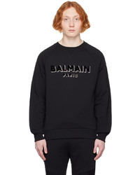 Balmain Black Flocked Sweatshirt