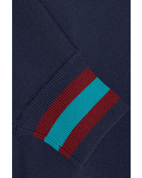 Tibi Cropped Stretch Jersey Sweatshirt Navy