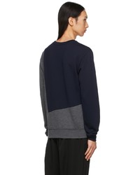 Comme des Garcons Homme Deux Grey Navy Wool Panelled Sweater