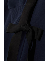 Clu Grosgrain Bow Embellished Cotton Jersey Sweatshirt Navy