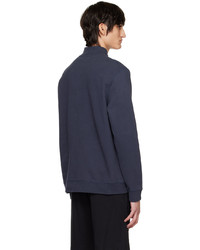Sunspel Navy Half Zip Loopback Sweatshirt