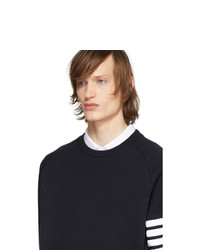 Thom Browne Navy Waffle 4 Bar Classic Sweatshirt