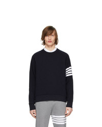 Thom Browne Navy Waffle 4 Bar Classic Sweatshirt