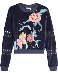 See by Chloe See By Chlo Embroidered Velvet Sweatshirt