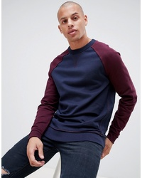 ASOS DESIGN Sweatshirt With Contrast Raglan Sleeves And Raw Edge Seam Detail Kid