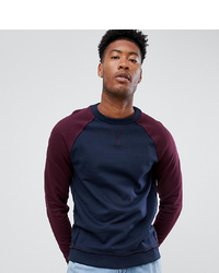 ASOS DESIGN Tall Sweatshirt With Contrast Raglan Sleeves And Raw Edge Seam Detail Kid