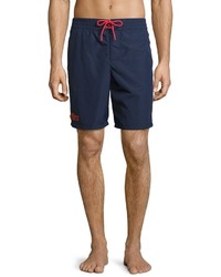 Lacoste Embroidered Crocodile Long Fit Swim Trunks Navy