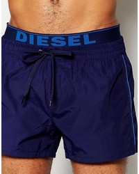 Diesel Logo Waistband Swim Shorts In Shorter Length