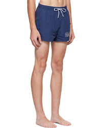 BOSS Navy Crinkled Swim Shorts