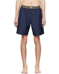 Versace Underwear Navy Mid Length Greca Border Swim Shorts