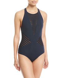 Jets By Jessika Allen Parallels High Neck One Piece Swimsuit Blue