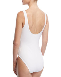 Karla Colletto Iris Silent Underwire Lace Up One Piece Swimsuit