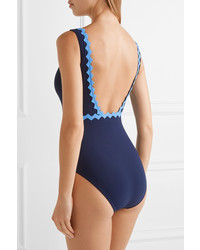 Karla Colletto New Wave Appliqud Swimsuit Storm Blue